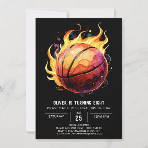 Boho Net Happy Basketball Geburtstag Einladung