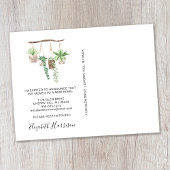 Boho Neue Zuhause-Pflanze Wasserfarbenbewegung Ankündigungspostkarte