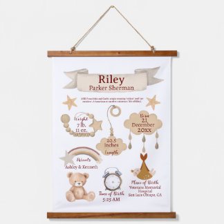 BOHO Neugeborene Geburtsstaaten Geschlecht neutral Wandteppich Mit Holzrahmen