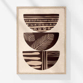 Boho Neutral Abstrakt Tribal Bowls Wall Art Poster