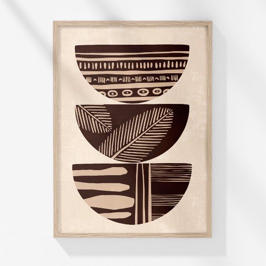 Boho Neutral Abstrakt Tribal Bowls Wall Art Poster