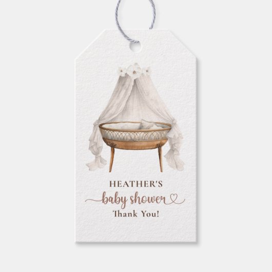 Boho Neutral Baby Dusche Danke, Geschenk Tag Geschenkanhänger (Vorderseite)