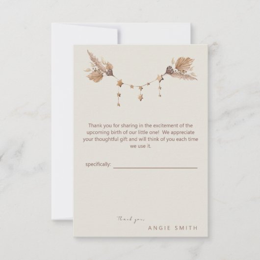 Boho Neutral Baby Dusche Danke Karte (Vorderseite)