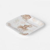 Boho Neutral Baby Shower Teddy Bär Pappteller (Gewinkelt)