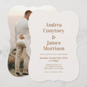 Boho Neutral Beach Wedding Einladung (Vorne/Hinten)