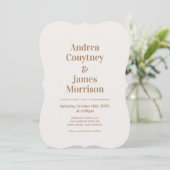 Boho Neutral Beach Wedding Einladung (Stehend Vorderseite)