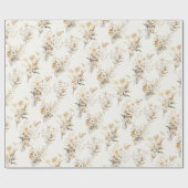 Boho Neutral Beige Bridal Floral Geschenkpapier (Flach)