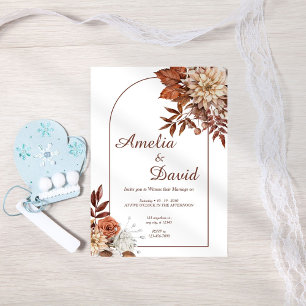 Boho Neutral Blume Brown Wedding Einladung