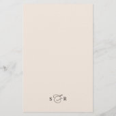 Boho Neutral Blush Elegantes Hochzeitsmenü (Rückseite)