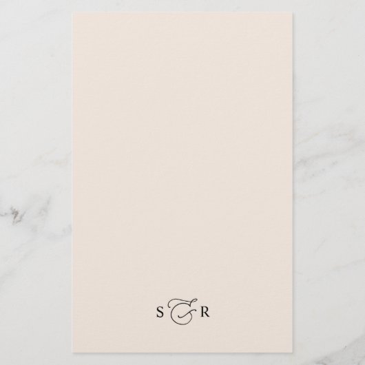 Boho Neutral Blush Elegantes Hochzeitsmenü (Rückseite)