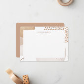 Boho Neutral Bohemisch Beige Tonal Personalisiert  Mitteilungskarte (Vorderseite/Rückseite Beispiel)