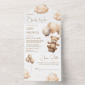 Boho Neutral Brown Teddy Bear Balloons Babydusche All In One Einladung (Innen Boden)