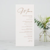 Boho Neutral Champagne Wedding Menu Menükarte (Stehend Vorderseite)