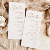 Boho Neutral Champagne Wedding Menu Menükarte