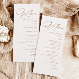 Boho Neutral Champagne Wedding Menu Menükarte