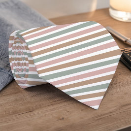Boho Neutral Colored Stripes Necktie Krawatte