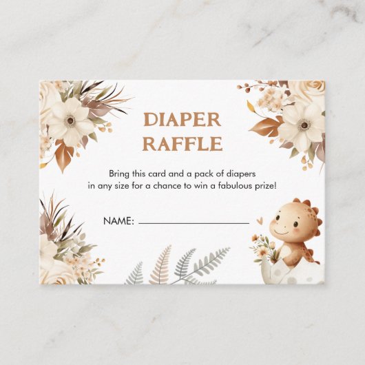 Boho Neutral Dinosaur Baby Duschdusche Windelwanne Begleitkarte (Vorderseite)