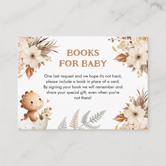 Boho Neutral Dinosaur Babyduschbücher für Kinder Begleitkarte (Vorderseite)