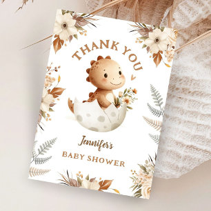 Boho Neutral Dinosaur Babydusche Danke Karte