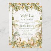 Boho Neutral Dinosaur Babydusche Einladung (Vorne/Hinten)