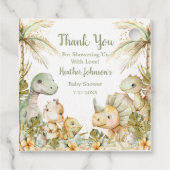 Boho Neutral Dinosaur Babydusche Geschenkanhänger (Rückseite)