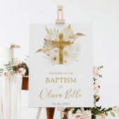 Boho Neutral Dried Palm Floral Taufen Willkommen Poster