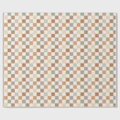 Boho Neutral Earthy Checker Checkerboard Checkered Geschenkpapier (Flach)