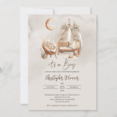 Boho neutral erthy Kinderzimmer nook Junge Dusche Einladung (Vorderseite)