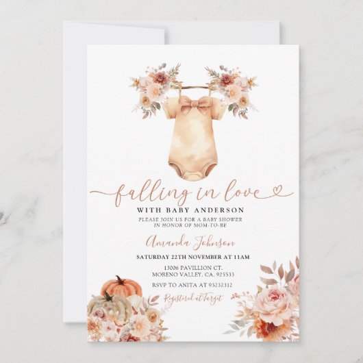 Boho Neutral Fall Clothes Kinderdusche Einladung (Vorderseite)