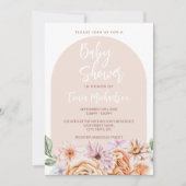 Boho Neutral Floral Baby Shower Einladung (Vorderseite)