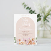 Boho Neutral Floral Baby Shower Postkarte (Stehend Vorderseite)