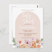Boho Neutral Floral Baby Shower Postkarte (Vorne/Hinten)