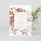 Boho Neutral Floral Brautparty Einladung (Stehend Vorderseite)