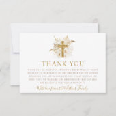 Boho Neutral Floral Taufe Danke Karte (Vorderseite)