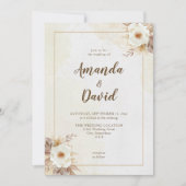 Boho Neutral Floral Wedding Einladung (Vorderseite)