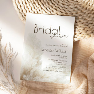 Boho Neutral Fluffy Pampas Grass Brautparty Einladung