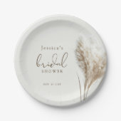 Boho Neutral Fluffy Pampas Grass Brautparty Pappteller (Vorderseite)