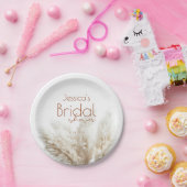 Boho Neutral Fluffy Pampas Grass Brautparty Pappteller (Party)