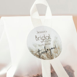 Boho Neutral Fluffy Pampas Grass Brautparty Runder Aufkleber