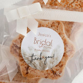 Boho Neutral Fluffy Pampas Grass Brautparty Runder Aufkleber