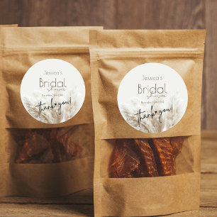 Boho Neutral Fluffy Pampas Grass Brautparty Runder Aufkleber