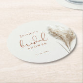 Boho Neutral Fluffy Pampas Grass Brautparty Runder Pappuntersetzer (Angewinkelt)