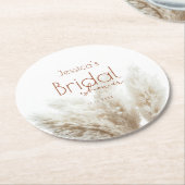 Boho Neutral Fluffy Pampas Grass Brautparty Runder Pappuntersetzer (Angewinkelt)