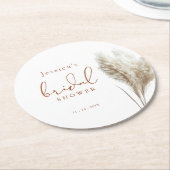 Boho Neutral Fluffy Pampas Grass Brautparty Runder Pappuntersetzer (Angewinkelt)