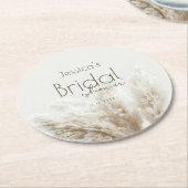 Boho Neutral Fluffy Pampas Grass Brautparty Runder Pappuntersetzer (Angewinkelt)