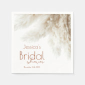 Boho Neutral Fluffy Pampas Grass Brautparty Serviette (Vorderseite)