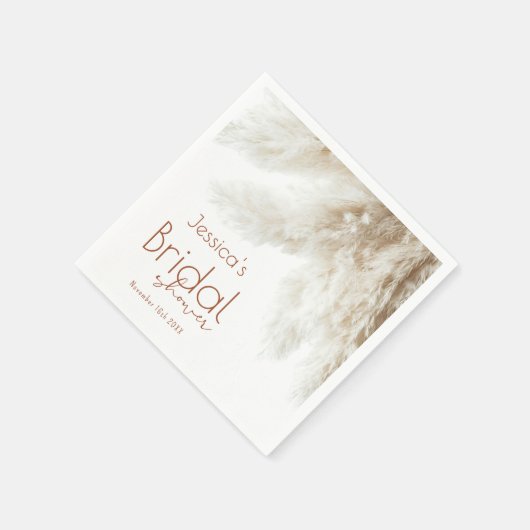 Boho Neutral Fluffy Pampas Grass Brautparty Serviette (Ecke)