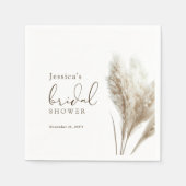 Boho Neutral Fluffy Pampas Grass Brautparty Serviette (Vorderseite)