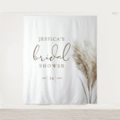 Boho Neutral Fluffy Pampas Grass Brautparty Wandteppich (Vorderseite)