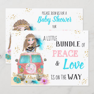 * Boho Neutral Frieden & Liebe Hippie Baby Shower Einladung